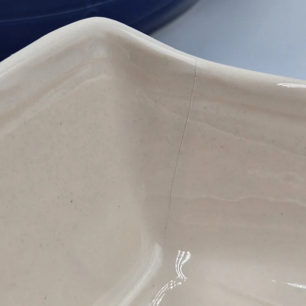2 BCI Fabrique En Bretagne Pate Dish Baker Ceramic Boat Blue France Vintage